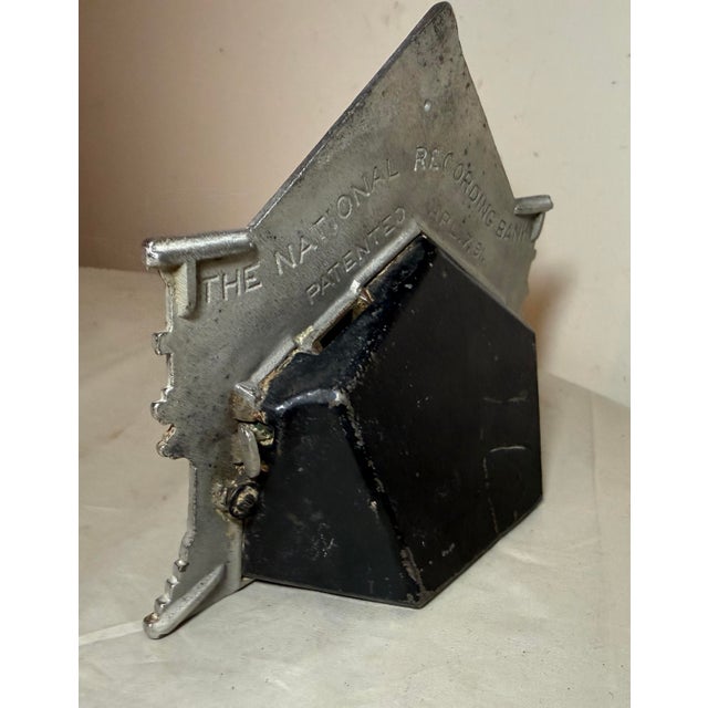 Metal Rare Antique the National Dime Recording Bank Cast Iron Still Bank 1890's For Sale - Image 7 of 12