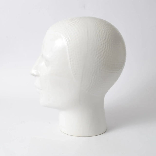 White Glazed Earthenware Head from Royal Delft, 1970s For Sale - Image 6 of 10