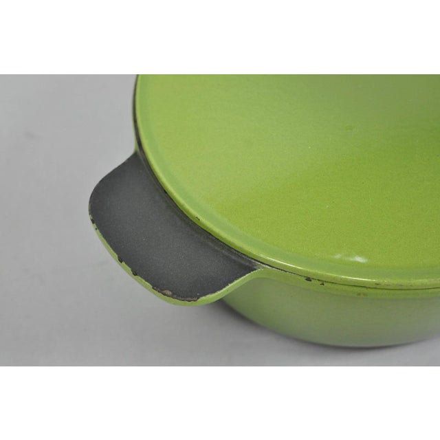 Metal Vintage Cast Iron Dutch Oven Made in France 20538 Green Casserole Pot W/ Lid For Sale - Image 7 of 15