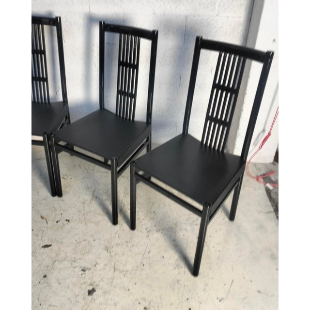 Mid-Century Modern Vintage Laquered Dining Chairs, 1980s, Set of 6 For Sale - Image 3 of 16