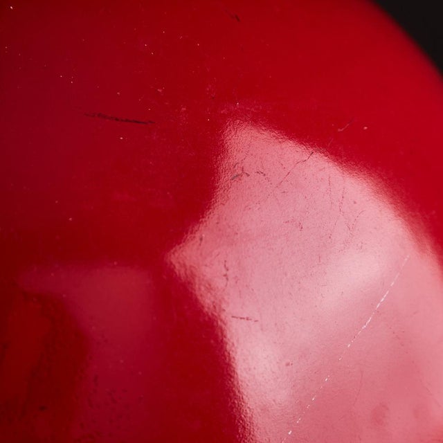 Italian Hemispherical Red Aluminum Pendant Lamp with Round Holes on Top, 1970s For Sale - Image 12 of 15