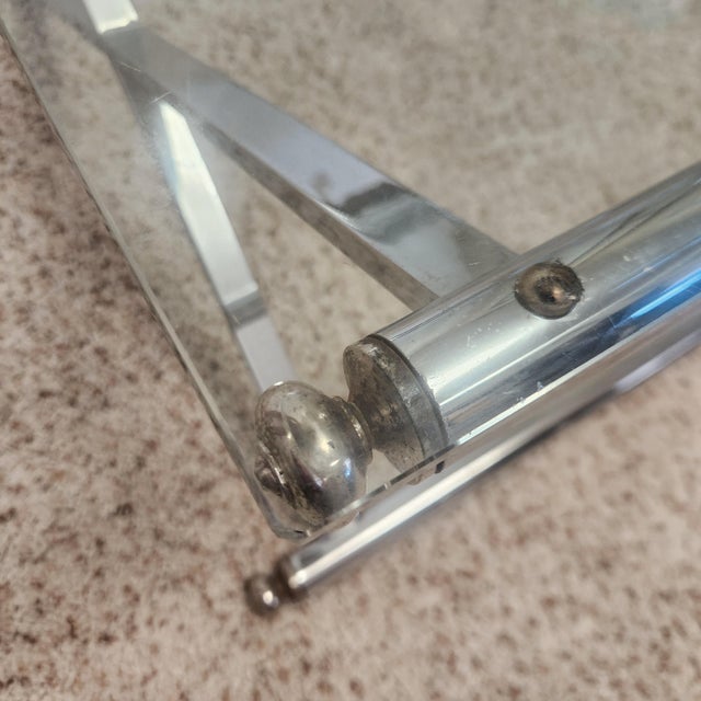 Triple X Base Chrome Glass Cocktail Table 1970s Mod For Sale - Image 11 of 12