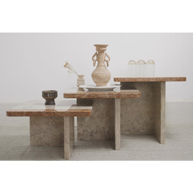Postmodern Marble Nesting Tables, 1980s, Set of 3 For Sale - Image 11 of 18