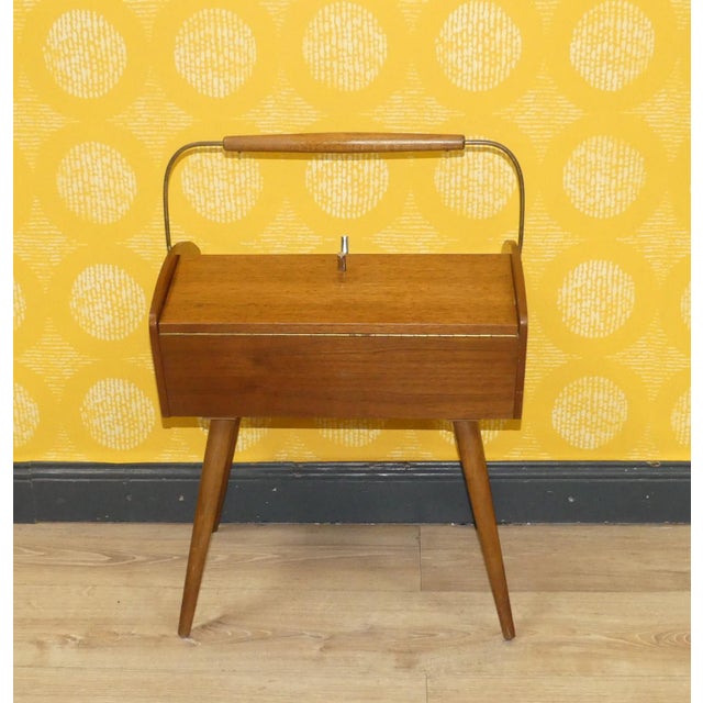 1960s Sewing Basket in Wood on Legs, 1960s For Sale - Image 5 of 8