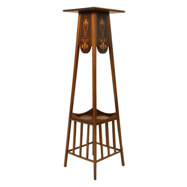 Antique Art Nouveau Inlaid Mahogany Leonard Wyburd Liberty & Co Plant Stand 1905 For Sale - Image 11 of 17