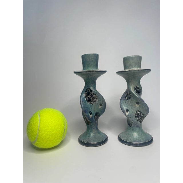 Tribal A Pair of Boho Chic Soapstone Candlesticks For Sale - Image 3 of 12