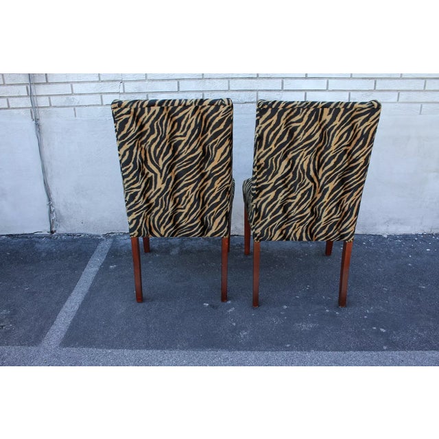 Pair of 1940s Mahogany Spring Side End Chairs with New Upholstery For Sale - Image 4 of 8