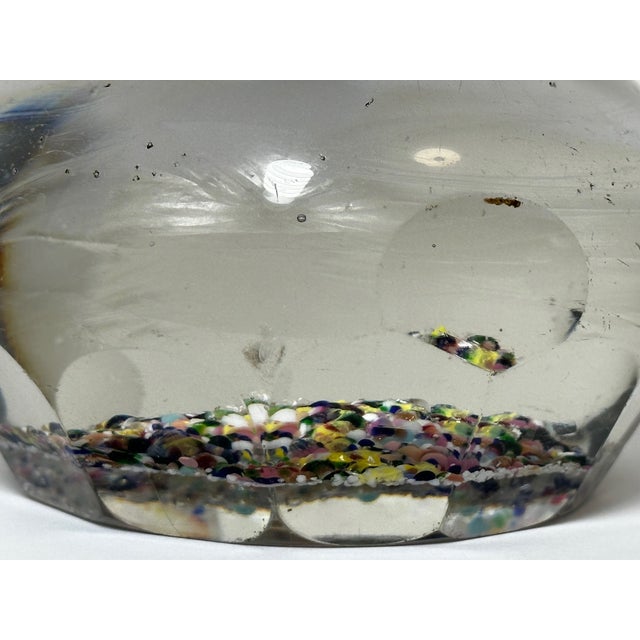 Transparent Antique 1850 Traditional Small French Glass Pebble Inclusions Paperweight For Sale - Image 8 of 12
