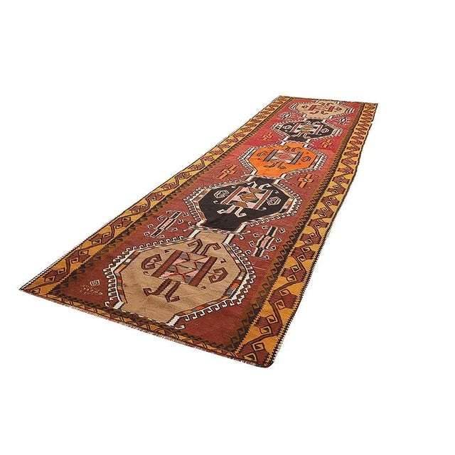Traditional Vintage Kars Kilim Rug For Sale - Image 3 of 7