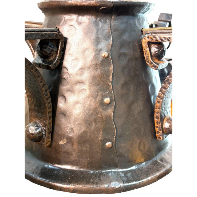1910s Arts and Crafts 5 Light With Four Lanterns and Mica Dome Bottom Light For Sale - Image 9 of 16