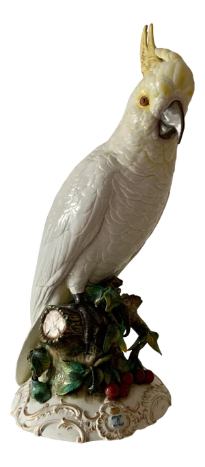Late 19th Century Ludwigsburg Polychrome Porcelain Cockatoo