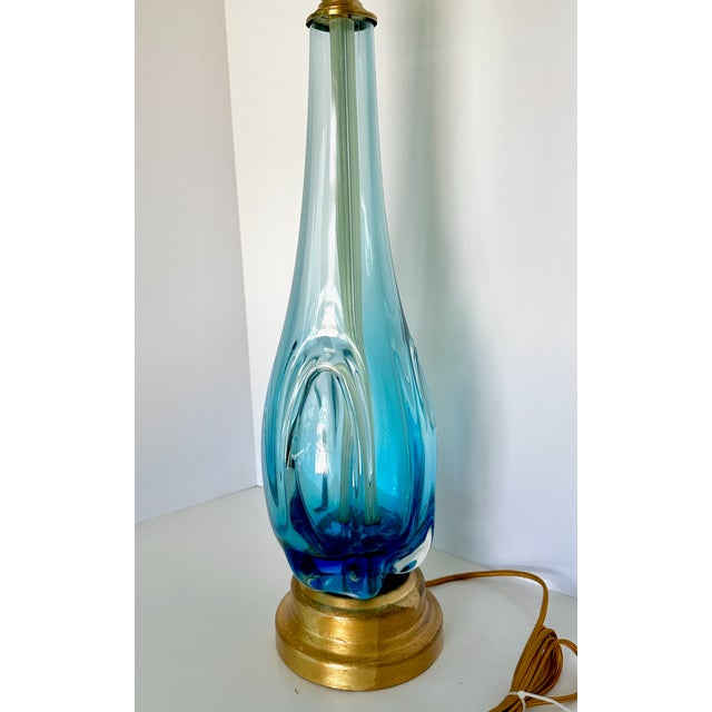 Blue & Clear Seguso Murano Organic Table Lamp For Sale - Image 10 of 15