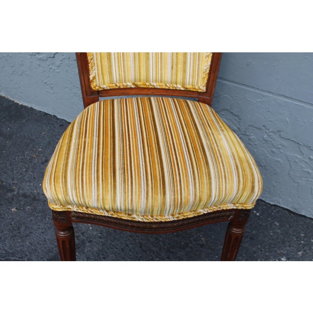French Vintage Carved Wood French Side Chair C1950's For Sale - Image 3 of 8