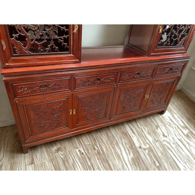 Early 20th Century Rosewood Vintage Double‑Sided Room Divider With Carved Drawers & Doors For Sale - Image 4 of 8