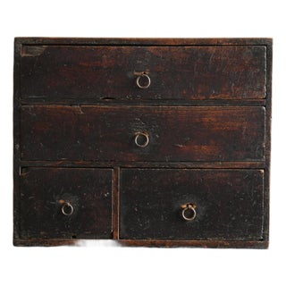 Antique Japanese Wooden Drawer Chest / Edo Period, 1770s / Rare Inscribed Piece For Sale