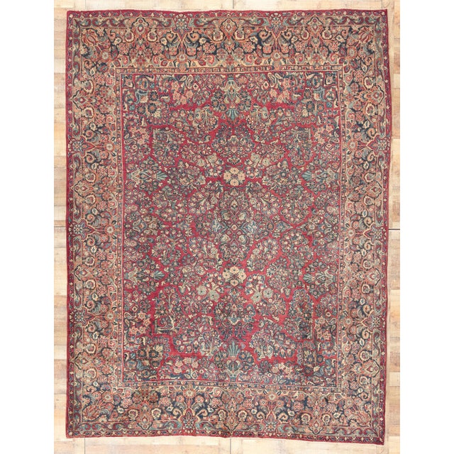 Antique Persian Sarouk Rug - 08'10 X 11'10 For Sale - Image 9 of 9