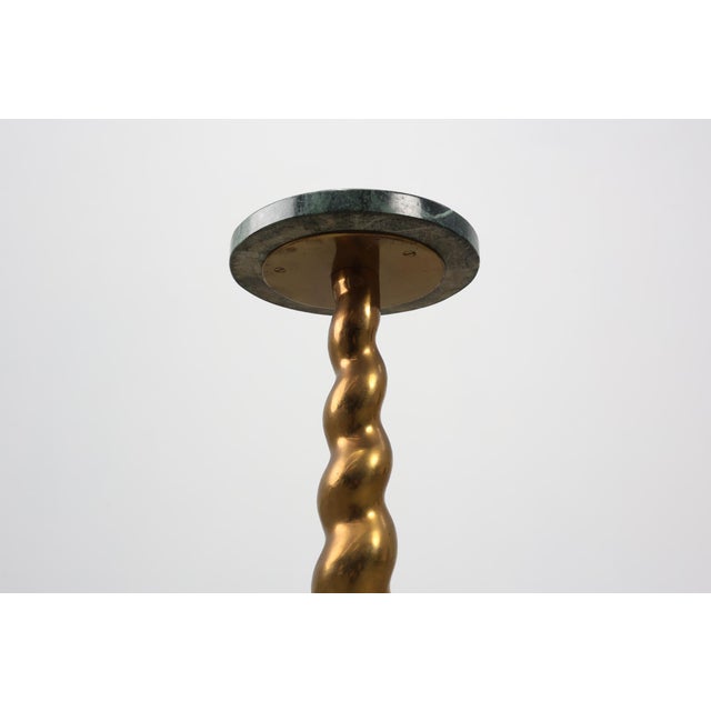 1920s Art Deco Side Table with Green Marble Top and Bronze Base, Belgium, 1925 For Sale - Image 5 of 11