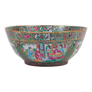 Antique Chinese Export Porcelain Rose Medallion Bowl