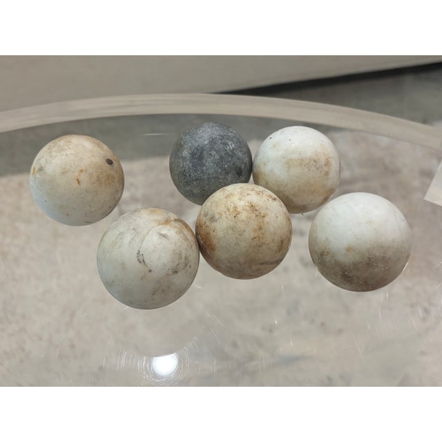 Collection of Six Petite Scale Antique Marble River Balls / Stone Spheres For Sale - Image 4 of 10