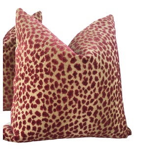 Cowtan and Tout “Ocelot” in Red and Tan 22" Pillow Cover - Single For Sale