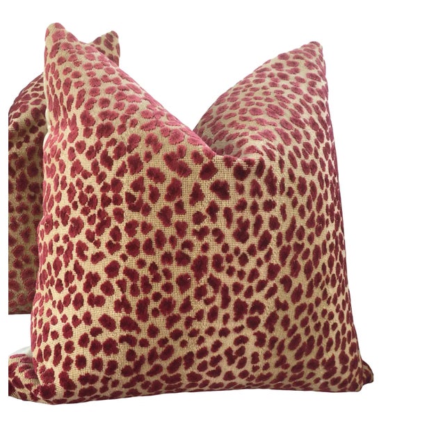Cowtan and Tout “Ocelot” in Red and Tan 22" Pillow Cover - Single For Sale