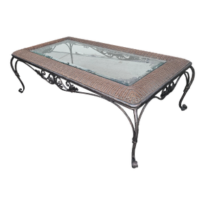 Wicker and Iron Cocktail Coffee Table