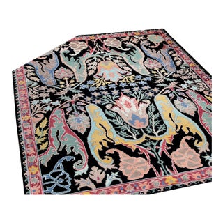 8x10 Sophisticated Timeless Black Floral Traditional Hand Knotted Wool Carpet Rug For Sale