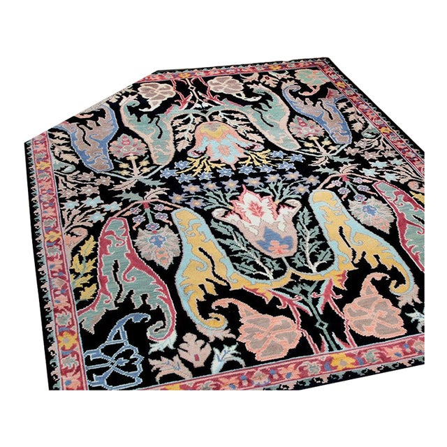 8x10 Sophisticated Timeless Black Floral Traditional Hand Knotted Wool Carpet Rug For Sale