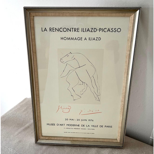 1970s Framed French Le Recontre Iliazd, Pablo Picasso Poster with Horse For Sale - Image 10 of 10