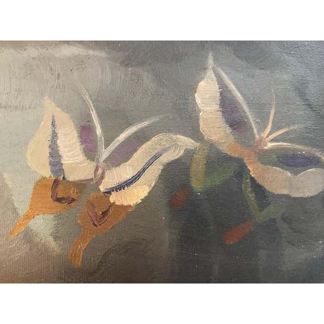 1970s Acrylic Modern Portrait of Lady in Yellow Kimono For Sale - Image 5 of 8