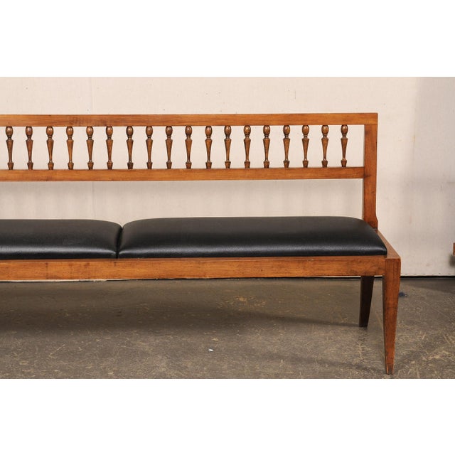 Mid 20th Century Yale Burge Spindle-Back Bench W/ Black Seat For Sale - Image 9 of 13