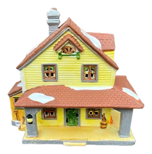 Vintage Lighted Porcelain Farmhouse With Snow