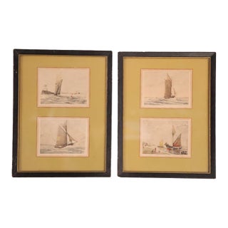 19th Century French Sailboat Painting (Set of 2) For Sale