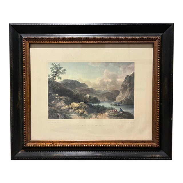 Vintage “A Lake in Cumberland” After J. C. Loutherbourg Framed English Landscape Print For Sale