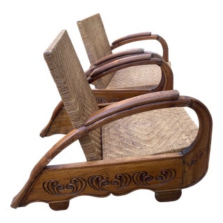 Art Deco Colonial Armchairs, 1940s, Set of 2 For Sale