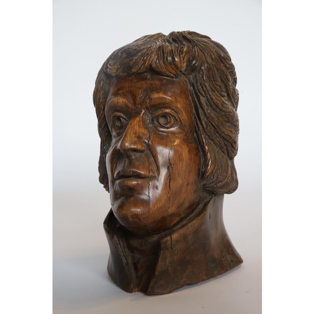 Early 20th Century Early 20th Century Hand Carved Wooden Head Scutlpture For Sale - Image 5 of 13