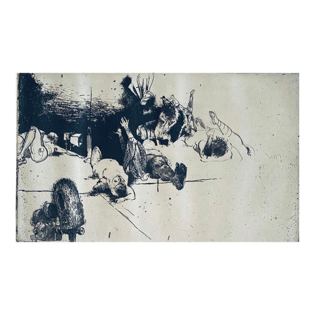 Robert A. BirmelinFallen Figures. Standing Dog, American Modernist Abstract Etching For Sale
