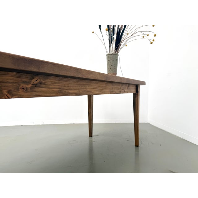 Farmhouse Table with Oak Top and Tapered Pine Legs, France, 1950s For Sale - Image 3 of 18