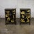 Gorgeous vintage pair of Japanese textured black lacquer chests with hand painted Asian details & patinated brass hardware...