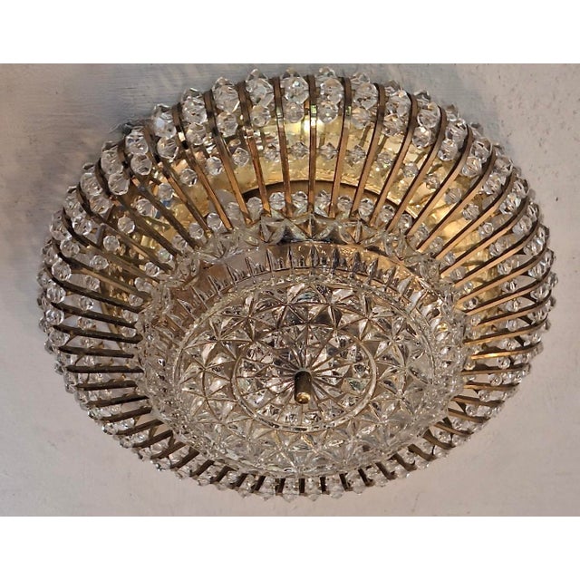 Glass and Brass Ceiling Light by Ernst Palme for Palwa, 1970s For Sale - Image 4 of 9
