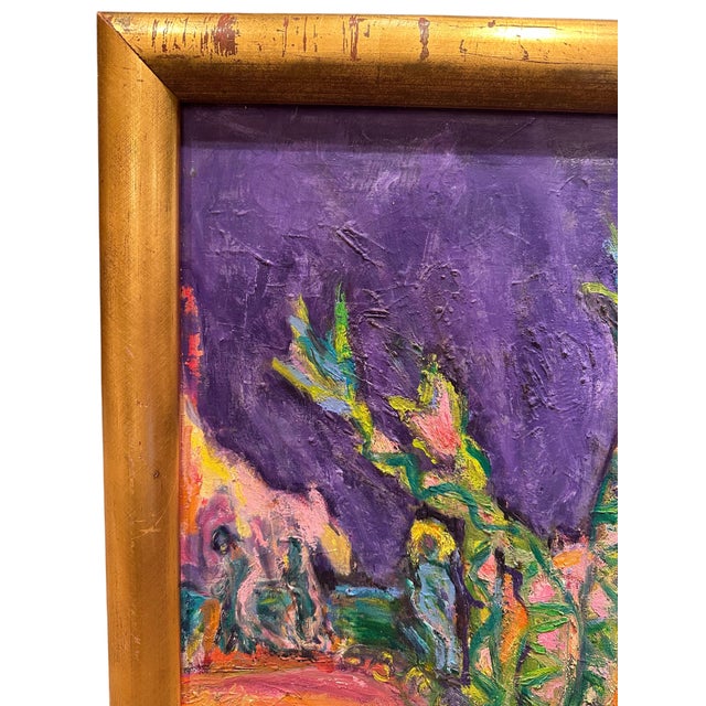Mid-Century Modern Fauvist Style Tropical Signed Landscape Painting. For Sale In West Palm - Image 6 of 8