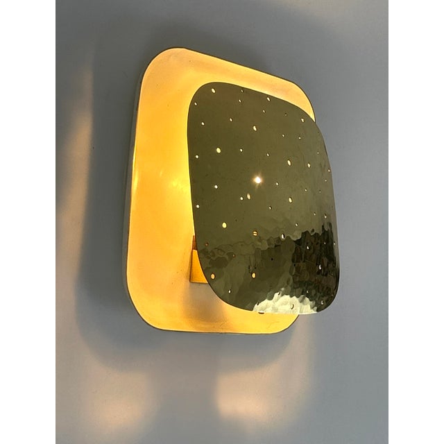 Mid-Century Modern Perforated Brass Sconce, Germany, 1960s For Sale - Image 6 of 18