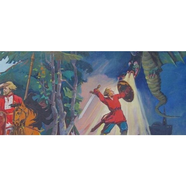 Impressionist Soviet Fairytale Oil Painting, Ukrainian Art, Dragon Slayer 133-290 For Sale - Image 3 of 6