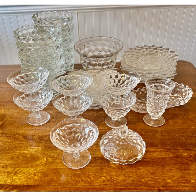 Glass Late 20th Century Fostoria American Cubist Dish Collection - 47pcs For Sale - Image 7 of 12