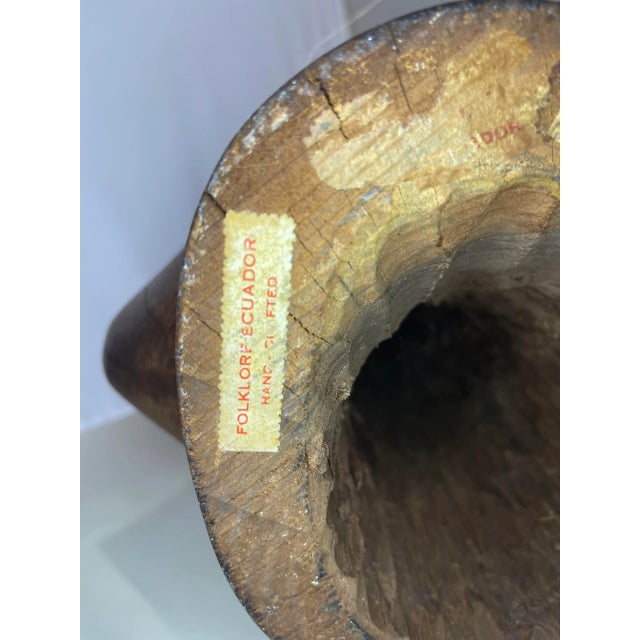 Early 20th Century Early 20th Century Modernist Madonna and Child Hand Carved Wooden Folklore Sculpture, Crafted in Ecuador For Sale - Image 5 of 12