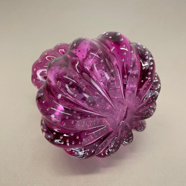 Cordonato Doro Vase in Pink Murano Glass attributed to Barovier and Toso, Italy, 1970s For Sale - Image 15 of 18