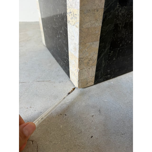 1980s Vintage Maitland-Smith Art Deco Postmodern Tessellated Stone Architectural Pedestal For Sale - Image 9 of 12