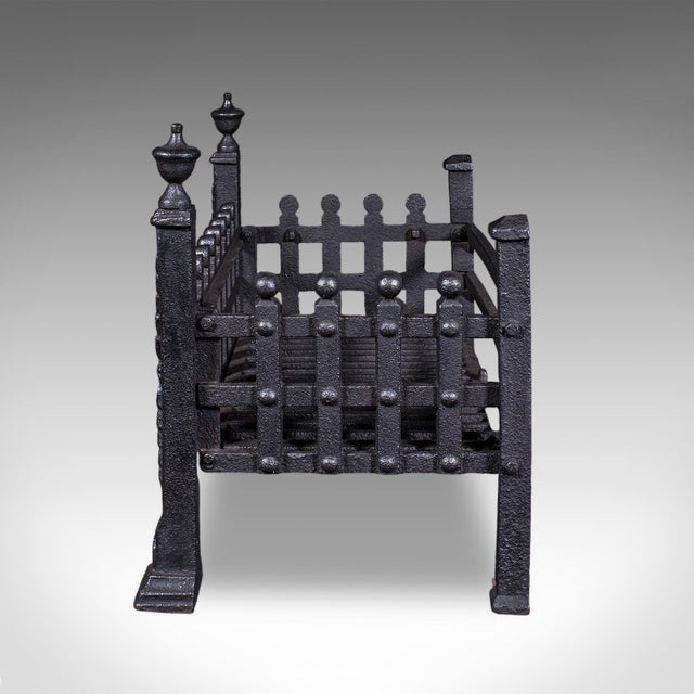 Late 19th Century Antique Fire Basket, English, Wrought Iron Fireplace Grate, Victorian, c.1885 For Sale - Image 5 of 10