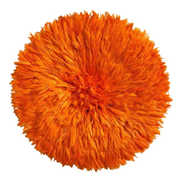 Vintage African Vivid Orange Juju Wall Art For Sale