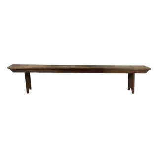 Antique Farmhouse Style Long Primitve Bench With Tongue & Groove Joinery For Sale